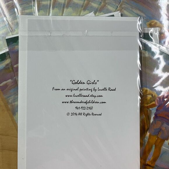 15 artistic blank greeting cards and envelops in sealed plastic, girl on  beach - Picture 3 of 3